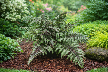 Wietlica japońska "Pictum" (Athyrium niponicum)